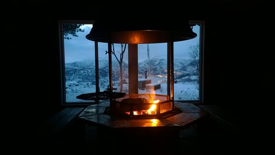 Flames, Cosy, Grue, window, indoors, no people, industry, architecture HD wallpaper