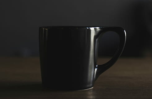 Cup, black, coffee, dark, mug, tea, drink, table, wood - Material HD wallpaper