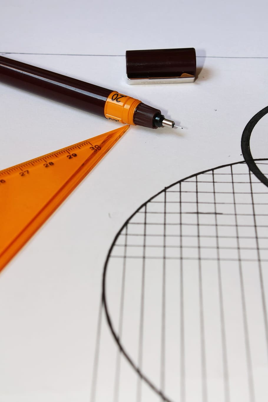 Geometry, Pen, Designer, Work, studio shot, close-up, indoors HD wallpaper