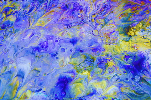 blue, yellow, and gray abstract painting, blue abstract background HD wallpaper