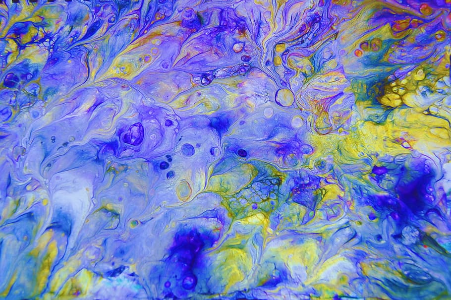 blue, yellow, and gray abstract painting, blue abstract background HD wallpaper