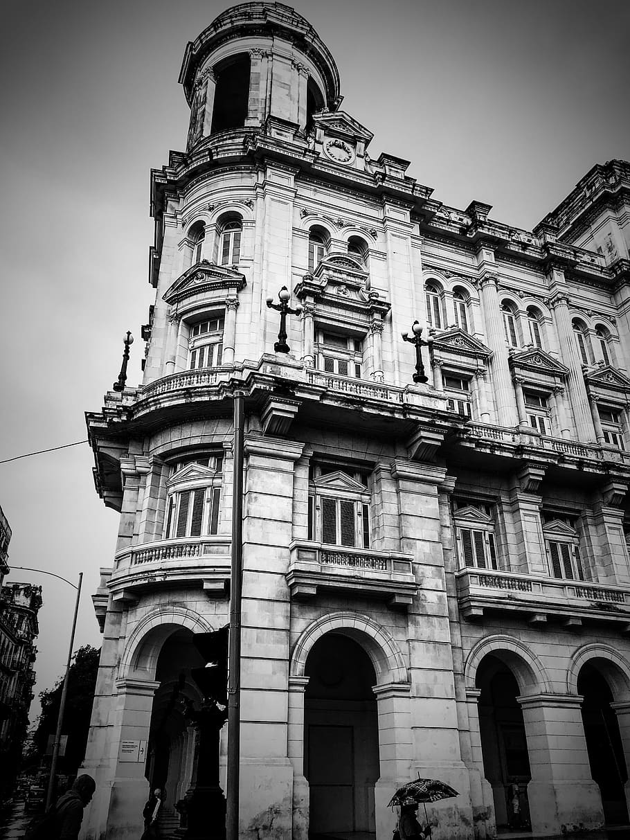 grayscale photo of building, architecture, travel, city, old, HD wallpaper