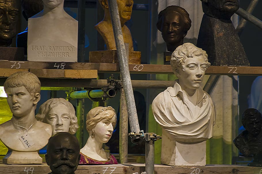 sculpture, head, statue, stone, antique, face, carving, old HD wallpaper