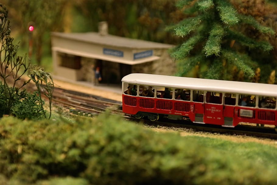 model railroad layout, vasútmodell, plant, rail transportation HD wallpaper
