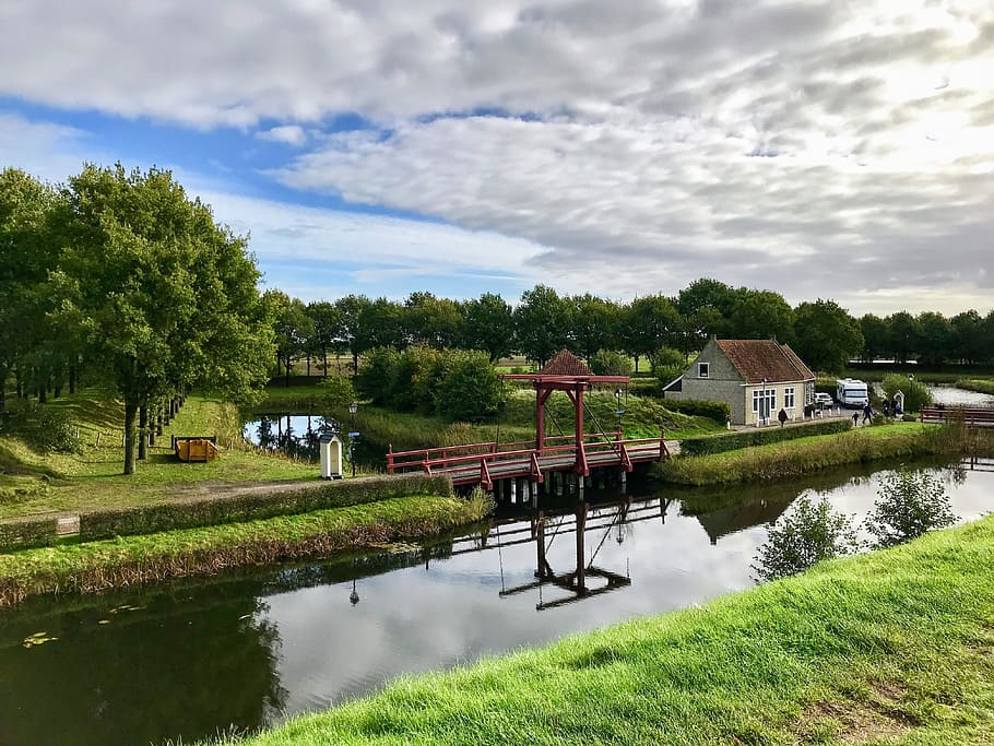 drawbridge, historic, bourtange, 1742, groningen, built structure HD wallpaper