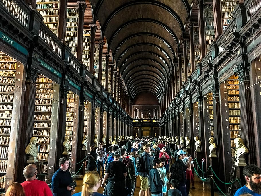 dublin, library, trinity college, architecture, group of people