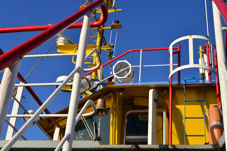 primary colors, ferry, pipes, abstract, childhood, amusement park, HD wallpaper