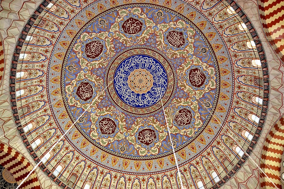 edirne, cami, selimiye, islam, ceiling, architecture, pattern, HD wallpaper