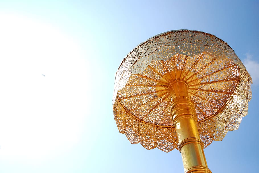 Umbrella, Tiered, Measure, blue, sky, summer, clear sky, day HD wallpaper