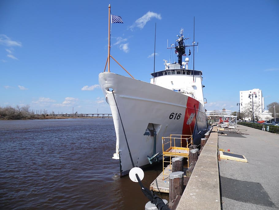 coast guard, ship, dock, port, pier, boat, vessel, shoreline HD wallpaper