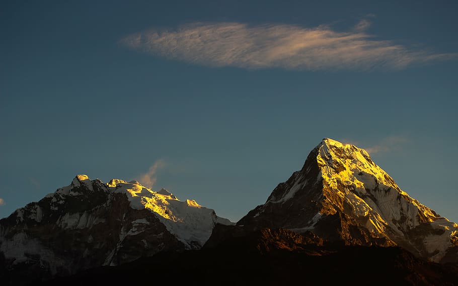 landscape photography of mountains, annapurna, nepal, himalaya, HD wallpaper