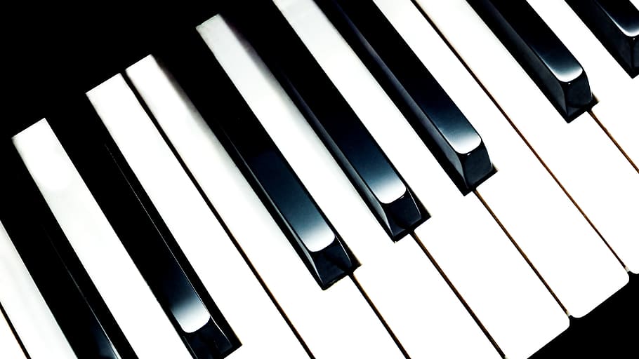 Piano Keys Illustration, acoustic, black-and-white, chord, classic