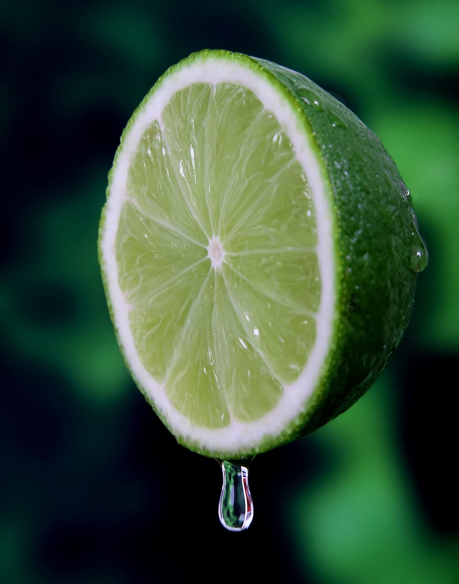 macro photography of sliced lime, background, water, breakfast, HD wallpaper