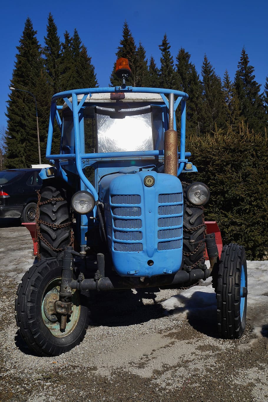 Tractor, Zetor, Oldtimer, Mask, field, transportation, blue HD wallpaper