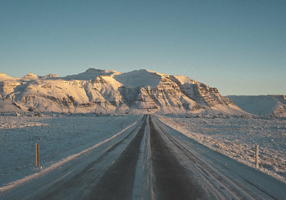 road and mountain during daytime, nature, landscape, clouds HD wallpaper