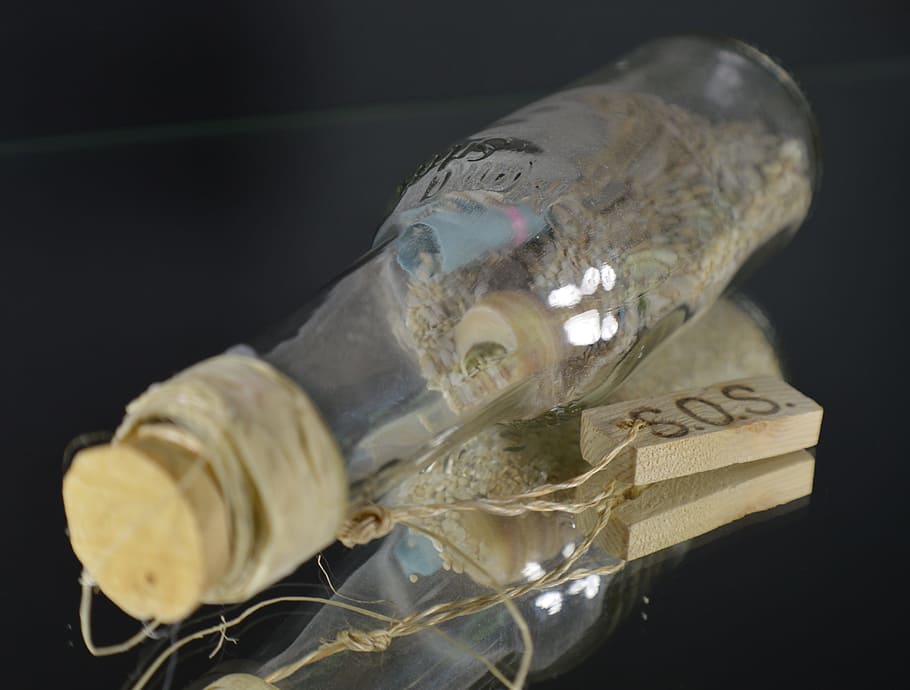 Message In A Bottle, Sos, background, black background, luxury HD wallpaper