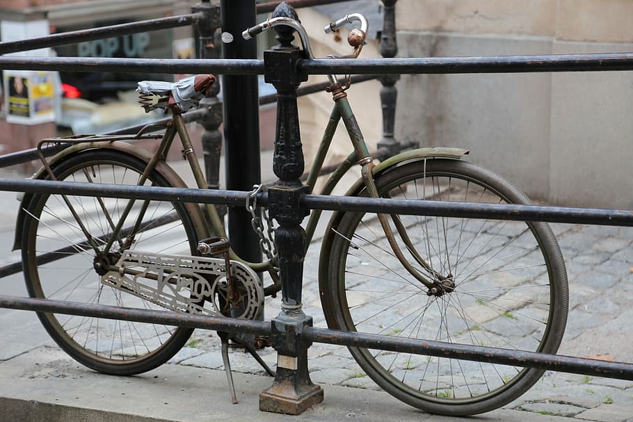 Cycle, City, Chain, Old, rusty, bicycle, transportation, mode of transport HD wallpaper
