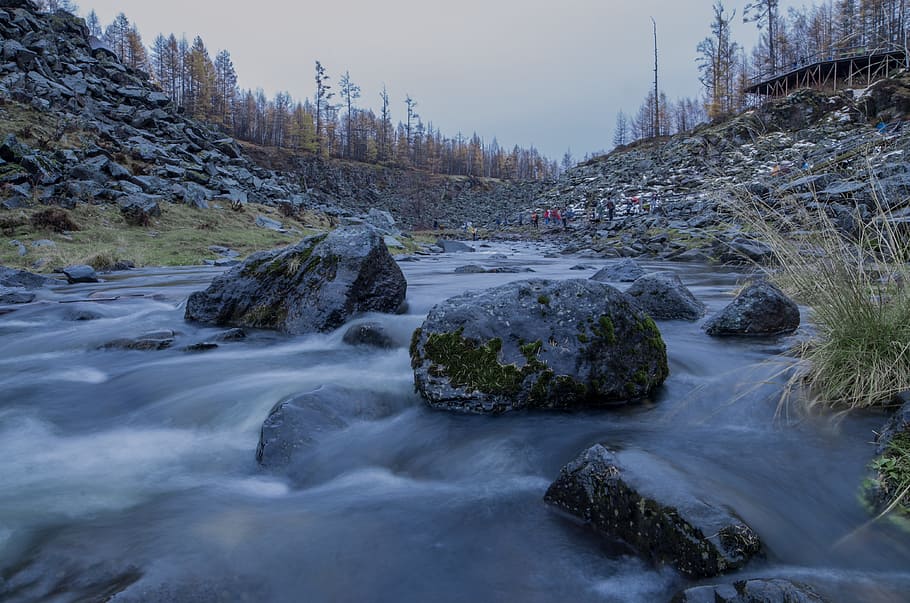 Long Exposure, Stone, River, Scenery, no people, nature, outdoors HD wallpaper