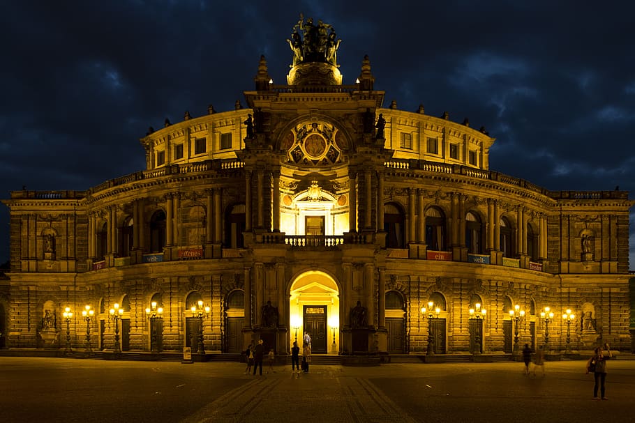 semper opera house, dresden, germany, saxony, old town, historically