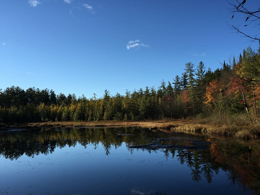 HD wallpaper: lake, adirondacks, pond, reflections, sky, water, nature ...