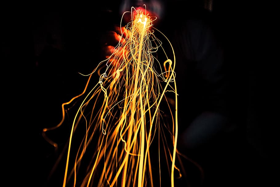fire, sparks, light, flame, hot, burn, heat, yellow, glow, blaze HD wallpaper