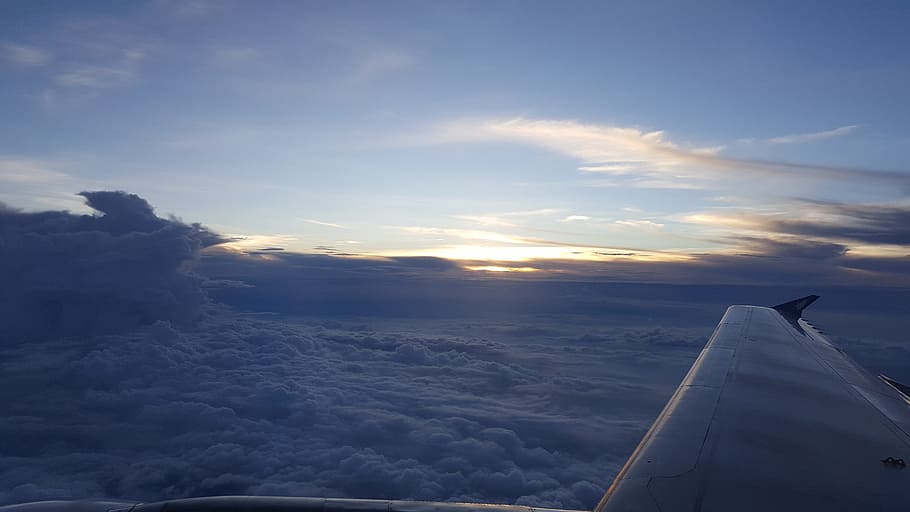 Plane, Clouds, sky, airplane, blue, cloud - Sky, cloudscape HD wallpaper