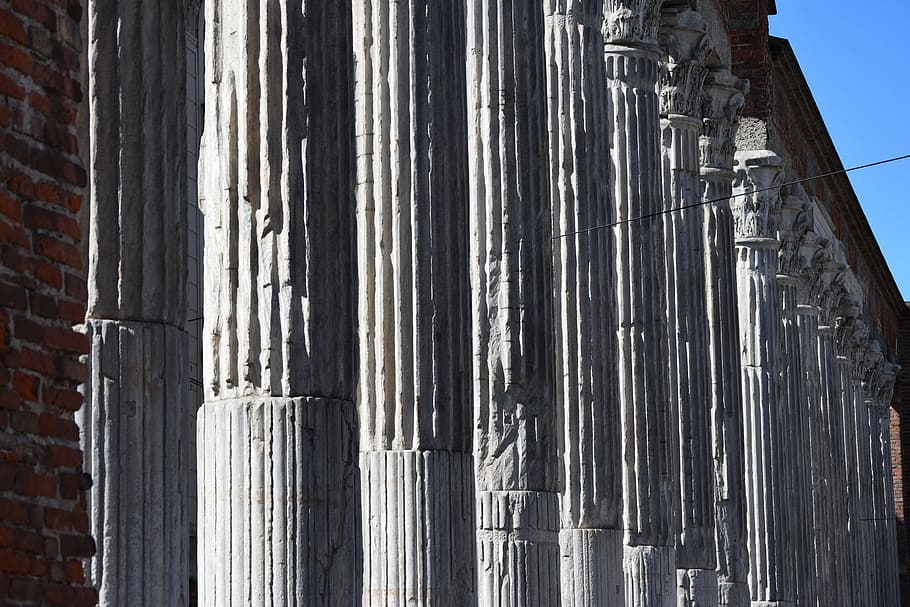 columns, romanesque, arc, time, milan, saint lawrence, colonnade HD wallpaper