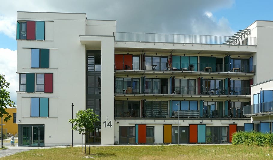 architecture, modern architecture, home, facade, shutter, colorful HD wallpaper