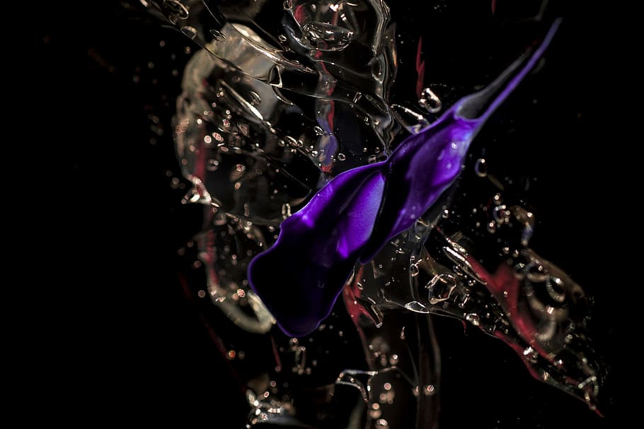 purple liquid in black background, fantasy, abstract, colors HD wallpaper