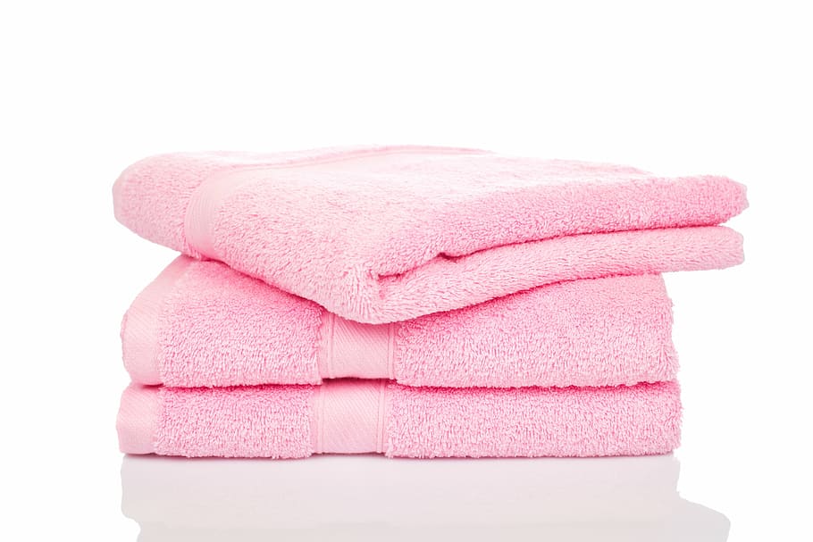 bath towels, clean, close-up, color, cotton, laundry, pink, HD wallpaper