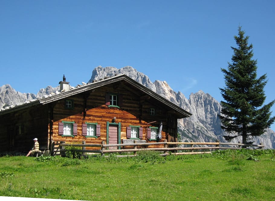 litzlalm, alpine hut, architecture, built structure, plant HD wallpaper