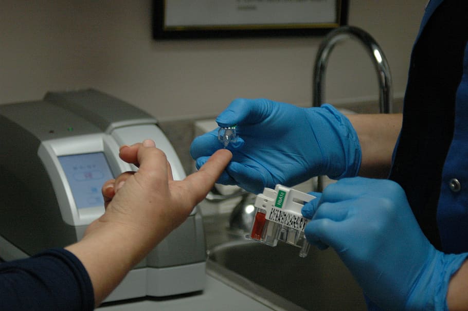 person getting blood sample, nurse, diabetes, diabetic, test