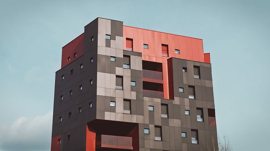 landscape photograph of red and gray building, architecture HD wallpaper