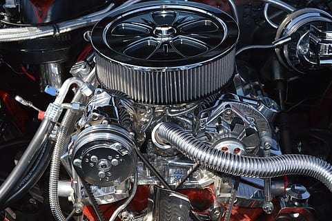 chrome, under the hood, engine, motor, car, speed, automobile HD wallpaper