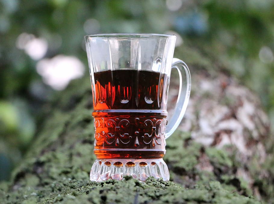 shallow focus photography of clear mug, tea, morning, cup, breakfast HD wallpaper