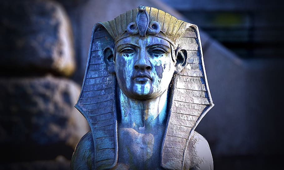 Tutankhamen statue, sphinx, tomb, weathered, cemetery, mountain cemetery HD wallpaper