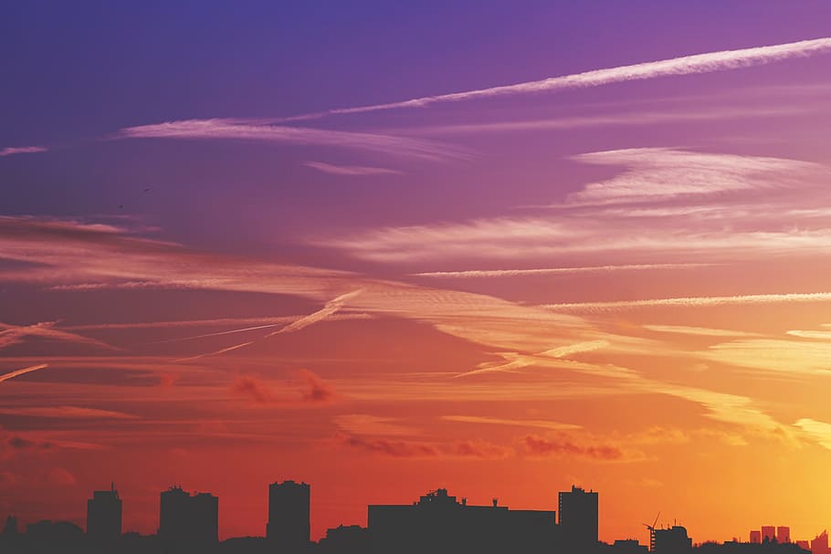 city, dawn, sky, sunset, backlit, daylight, dusk, HD wallpaper HD wallpaper