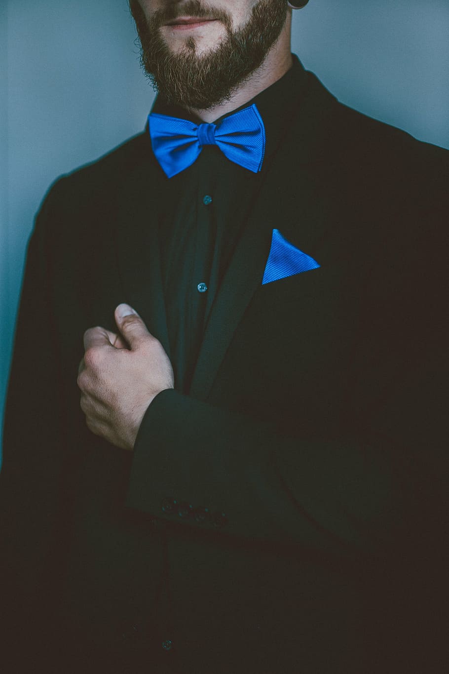 Midnight Blue Tuxedo with hand embroidery and bow tie