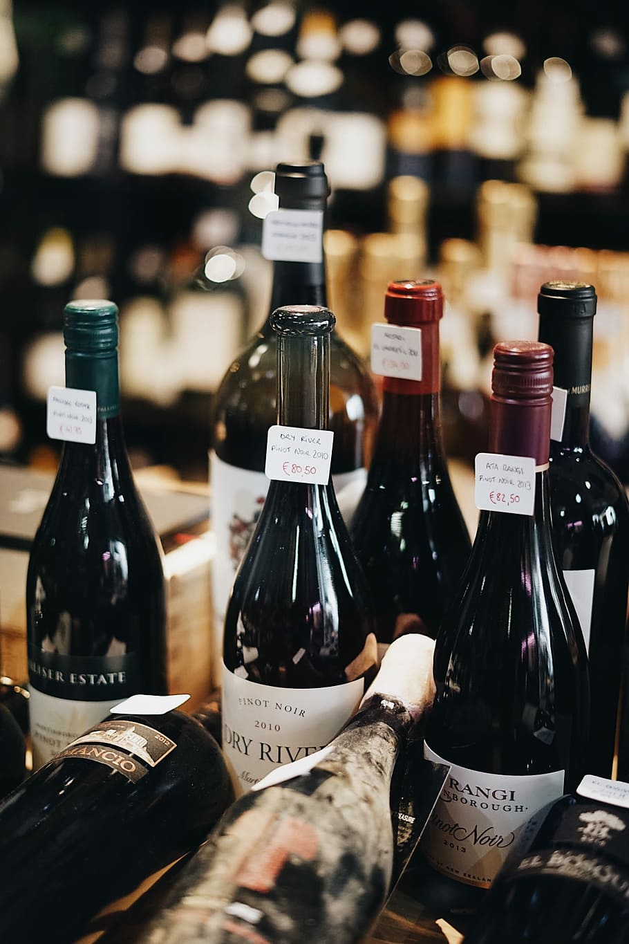assorted-label glass wine bottle lot, assorted wine bottle lot HD wallpaper