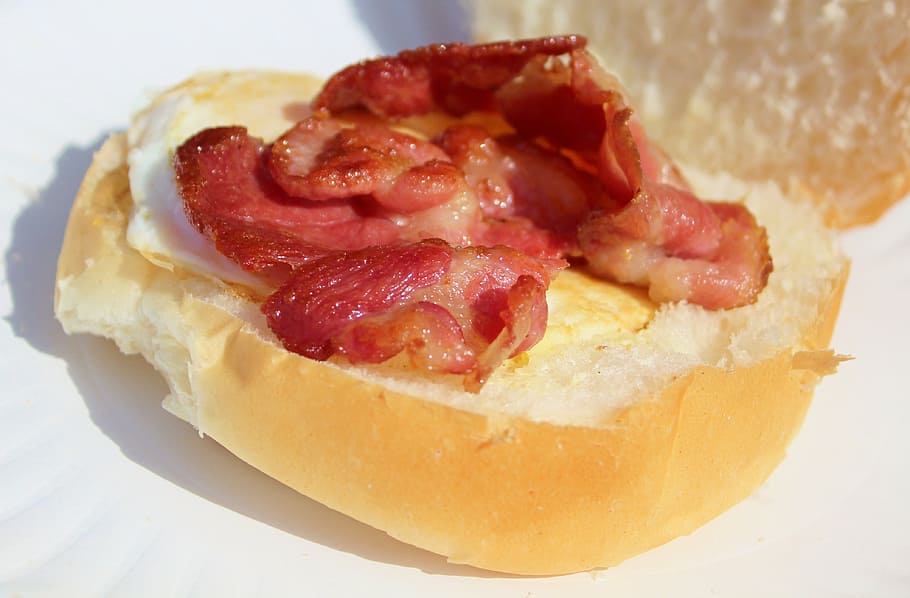 ham, egg, fried, roll, food, breakfast, snack, gourmet, freshness HD wallpaper