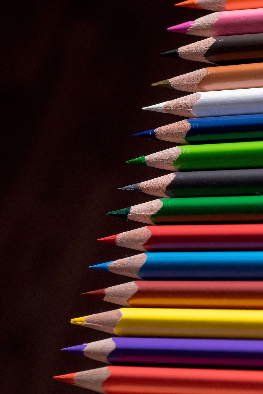 assorted color pencils, colored pencils, wooden pegs, pens, colorful, HD wallpaper