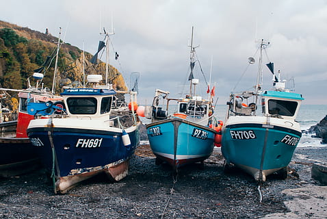 Fishing boats, industry, nautical Vessel, harbor, sea, water HD wallpaper