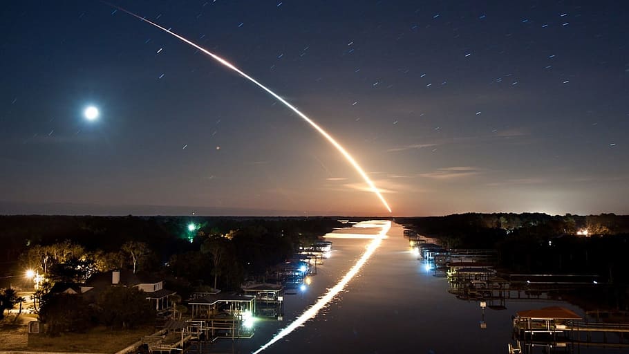 time-lapse photography of shooting star, Night, Meteor, Moon HD wallpaper