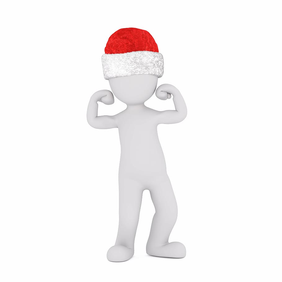 red and white Santa hat illuistration, christmas, white male, HD wallpaper