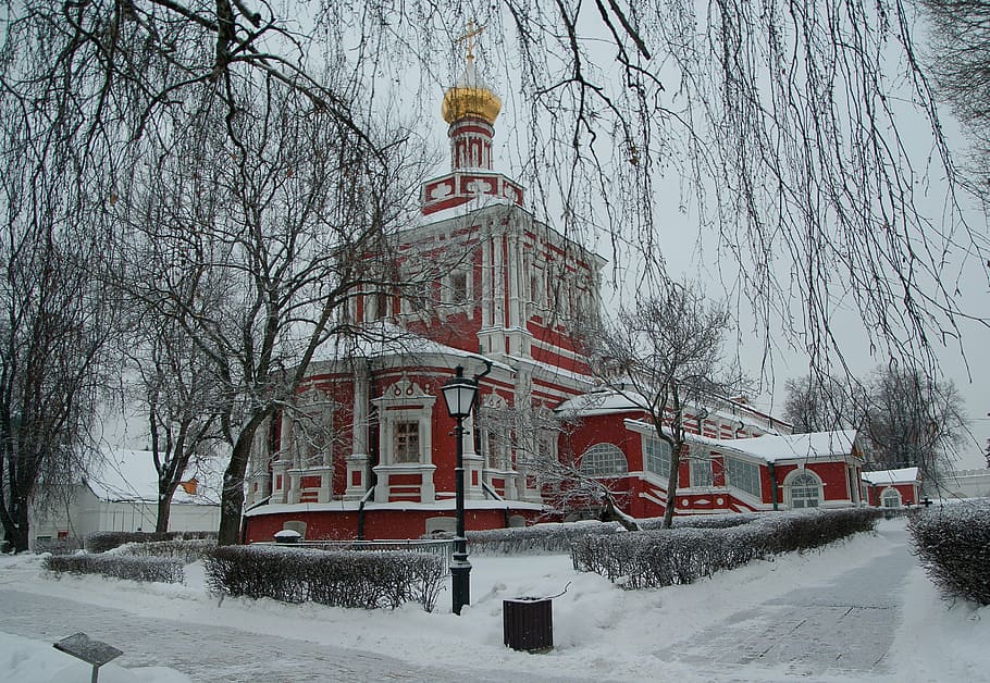 moscow, architecture, convent, orthodox, winter, snow, cold temperature HD wallpaper