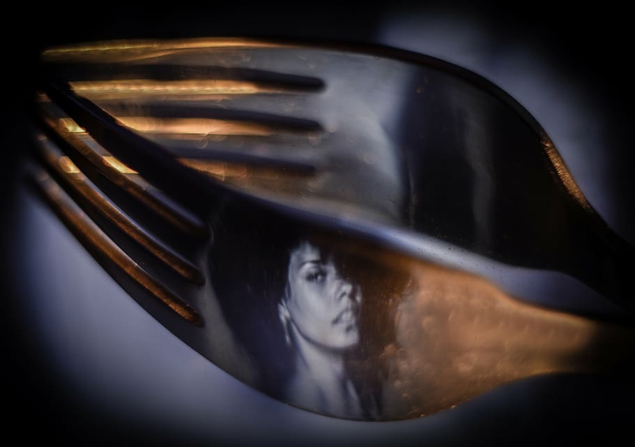 fork, article 1 2, the art of, heat, reflection, alice keys, HD wallpaper