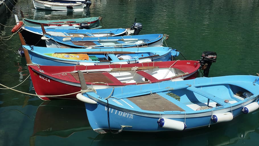 boats, cinqueterre, liguria, nautical vessel, water, moored, HD wallpaper