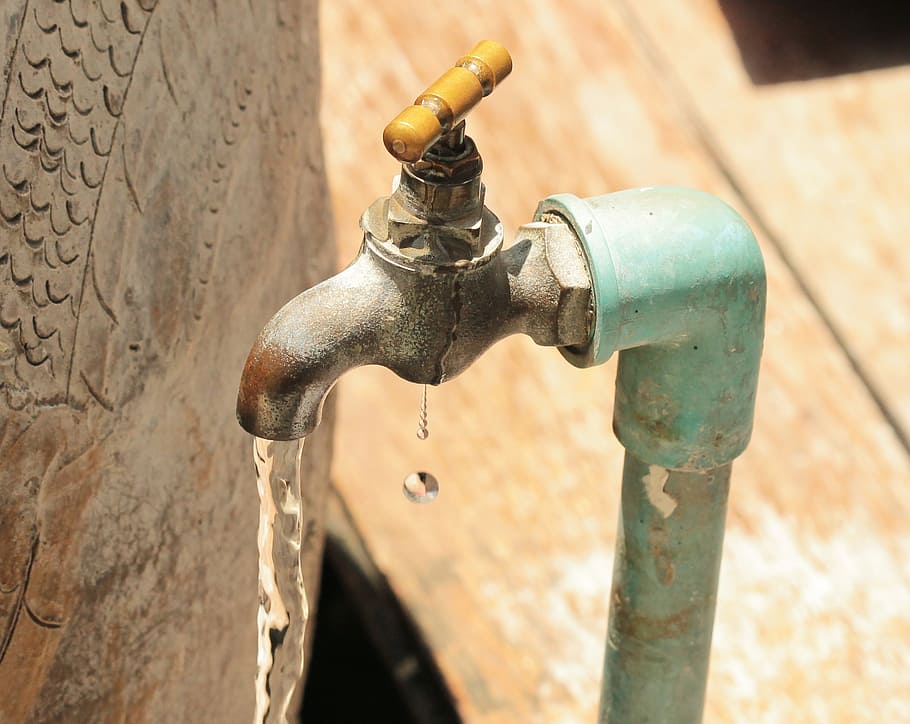 shallow focus photography of gray steel faucet, water, drip HD wallpaper