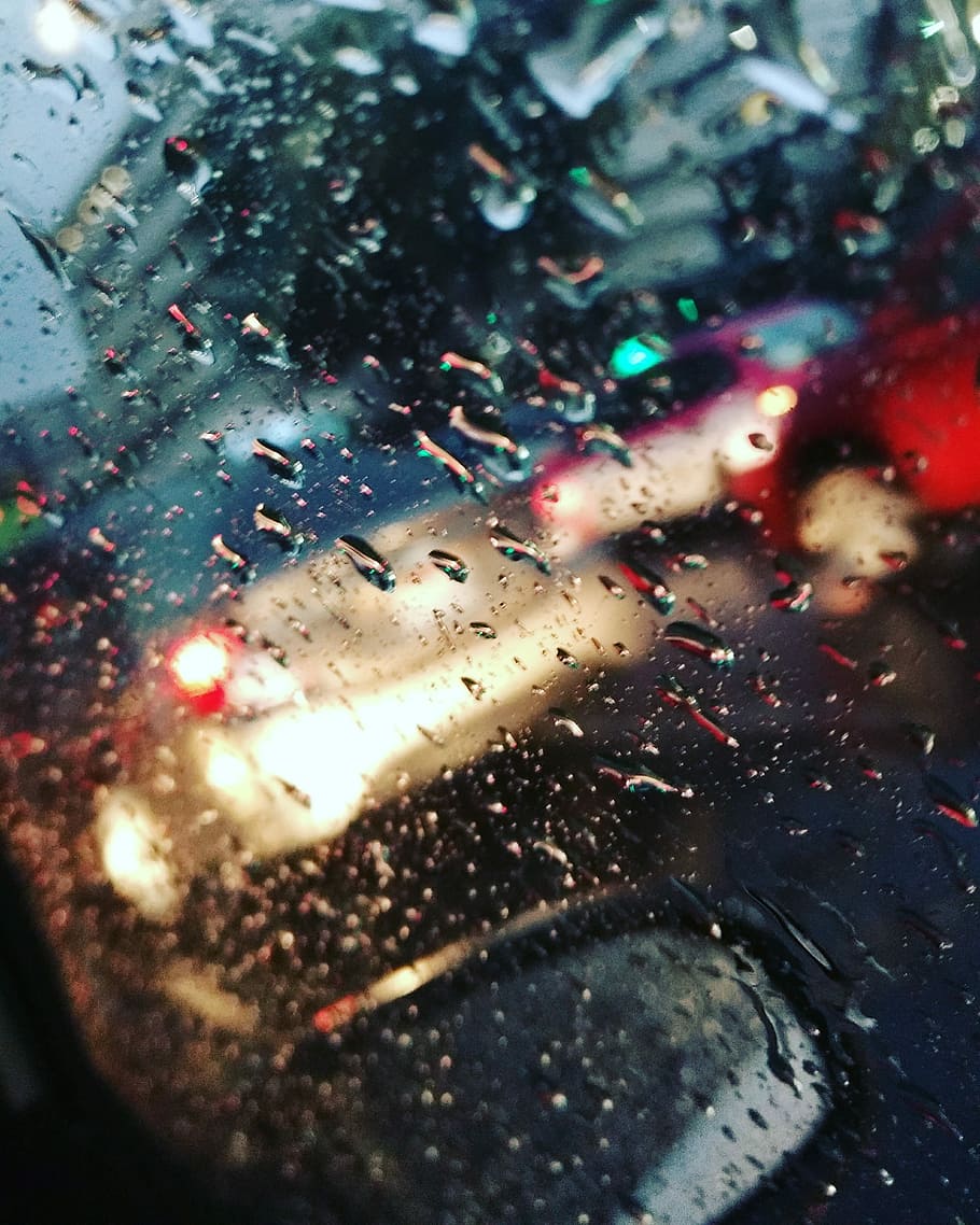 Drops, Auto, Wet, Abstraction, rain, moisture, window, nature HD wallpaper