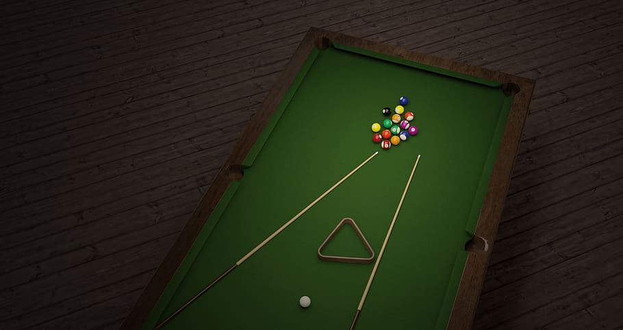 brown and green billiard table, billiards, balls, cloth, play HD wallpaper